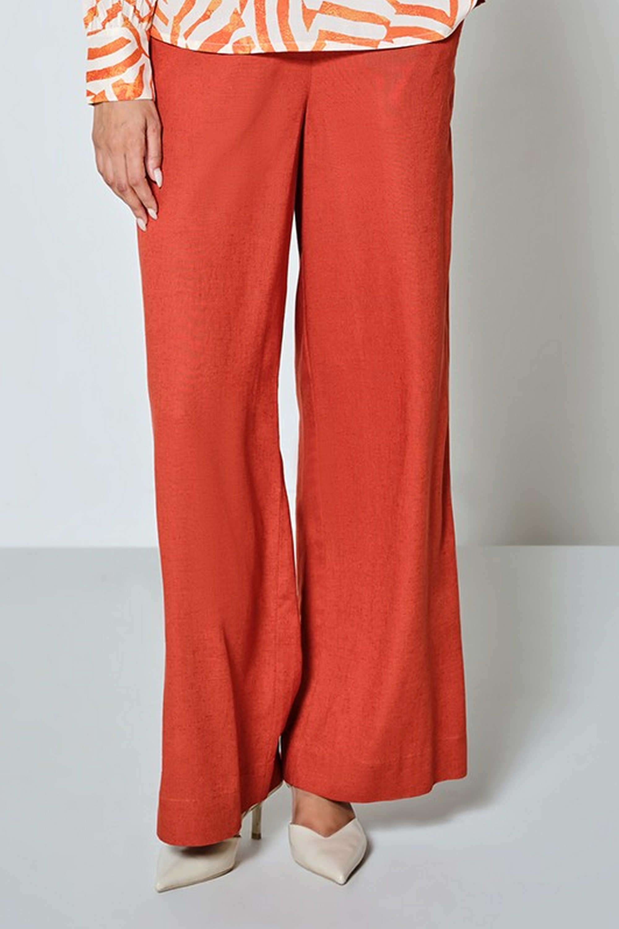 Solid-Relaxed-Fit-Blended-Fabric-Women-s-Formal-Wear-Pants