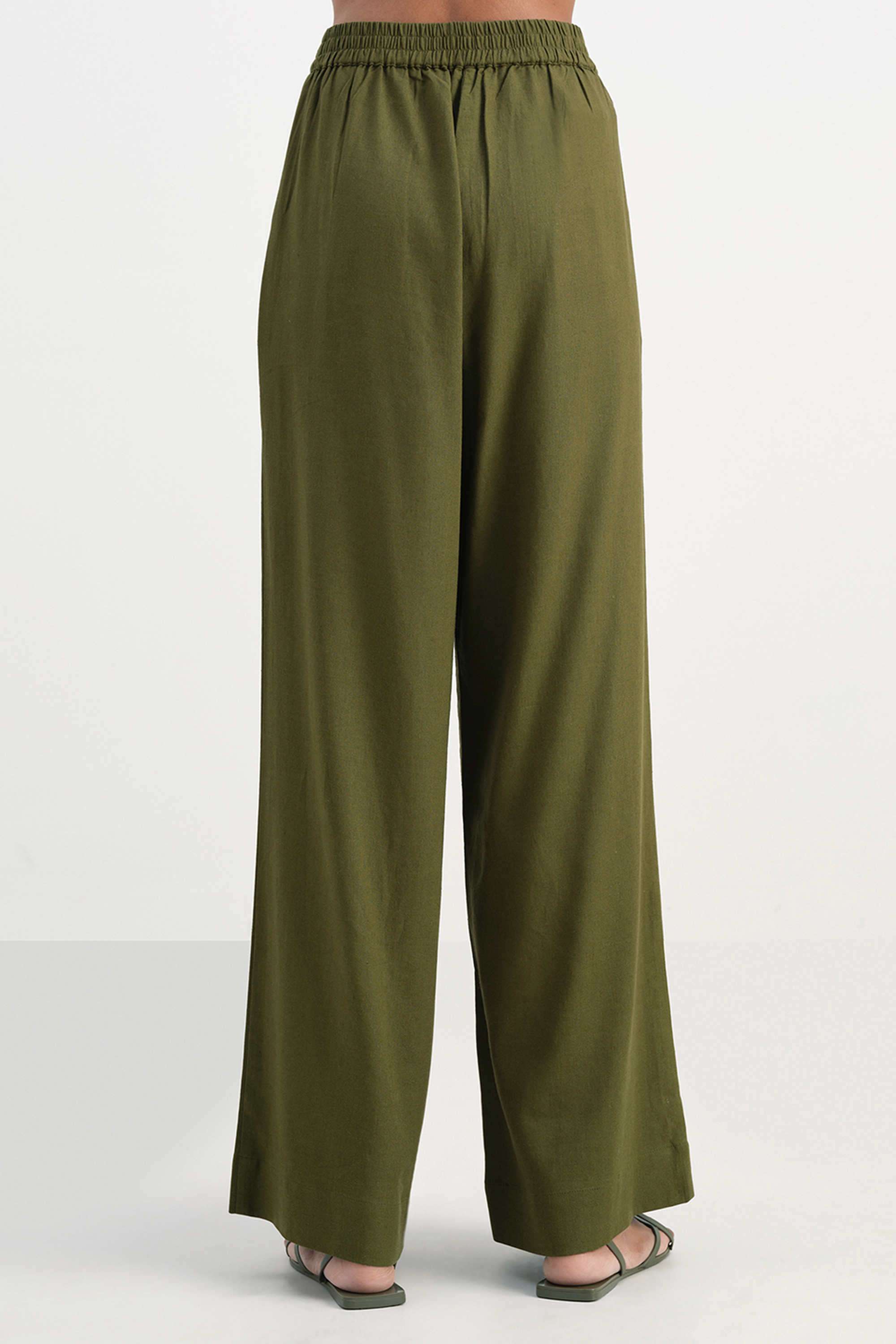 Solid-Relaxed-Fit-Blended-Fabric-Women-s-Formal-Wear-Pants