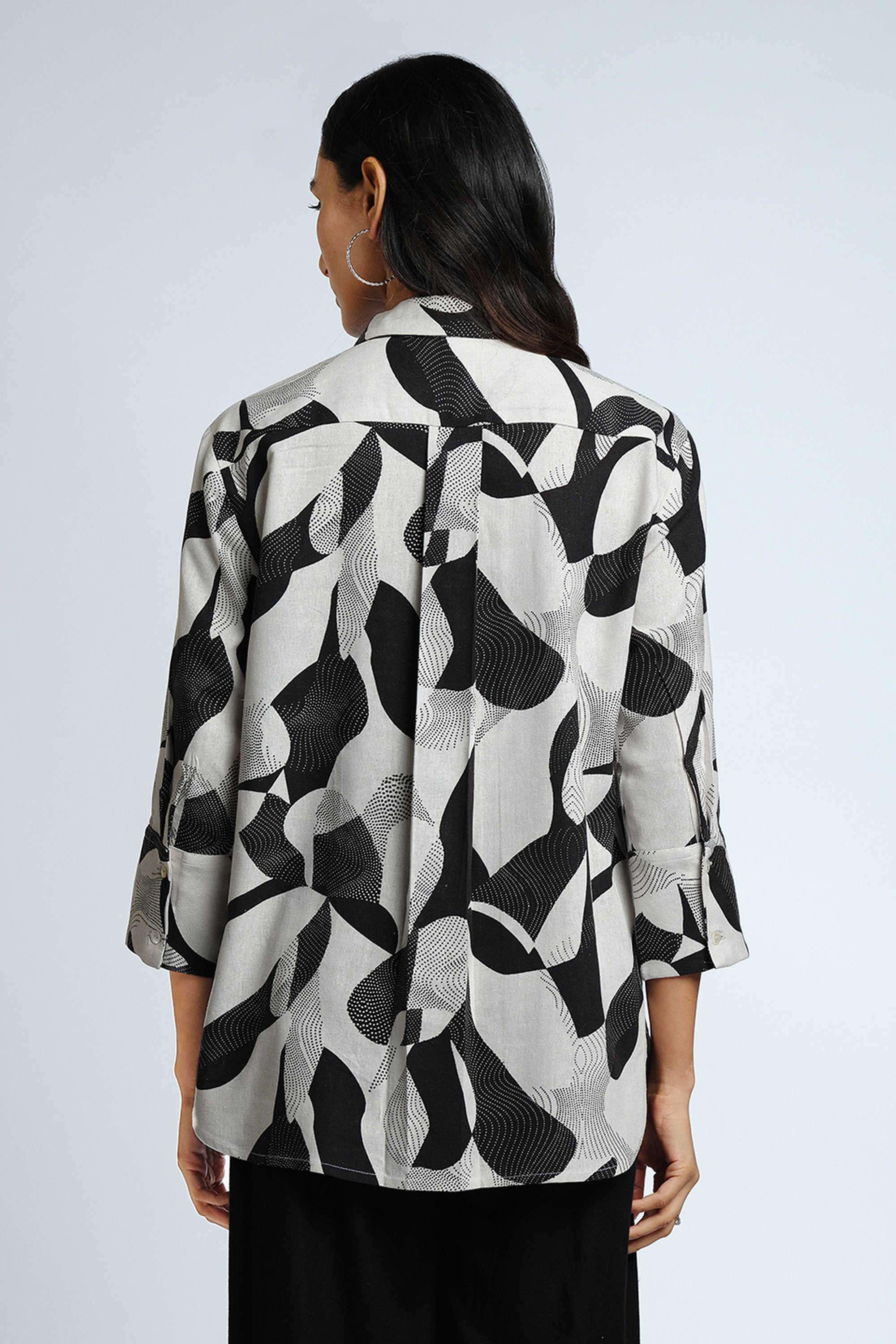 Printed-Viscose-Collared-Women-s-Top