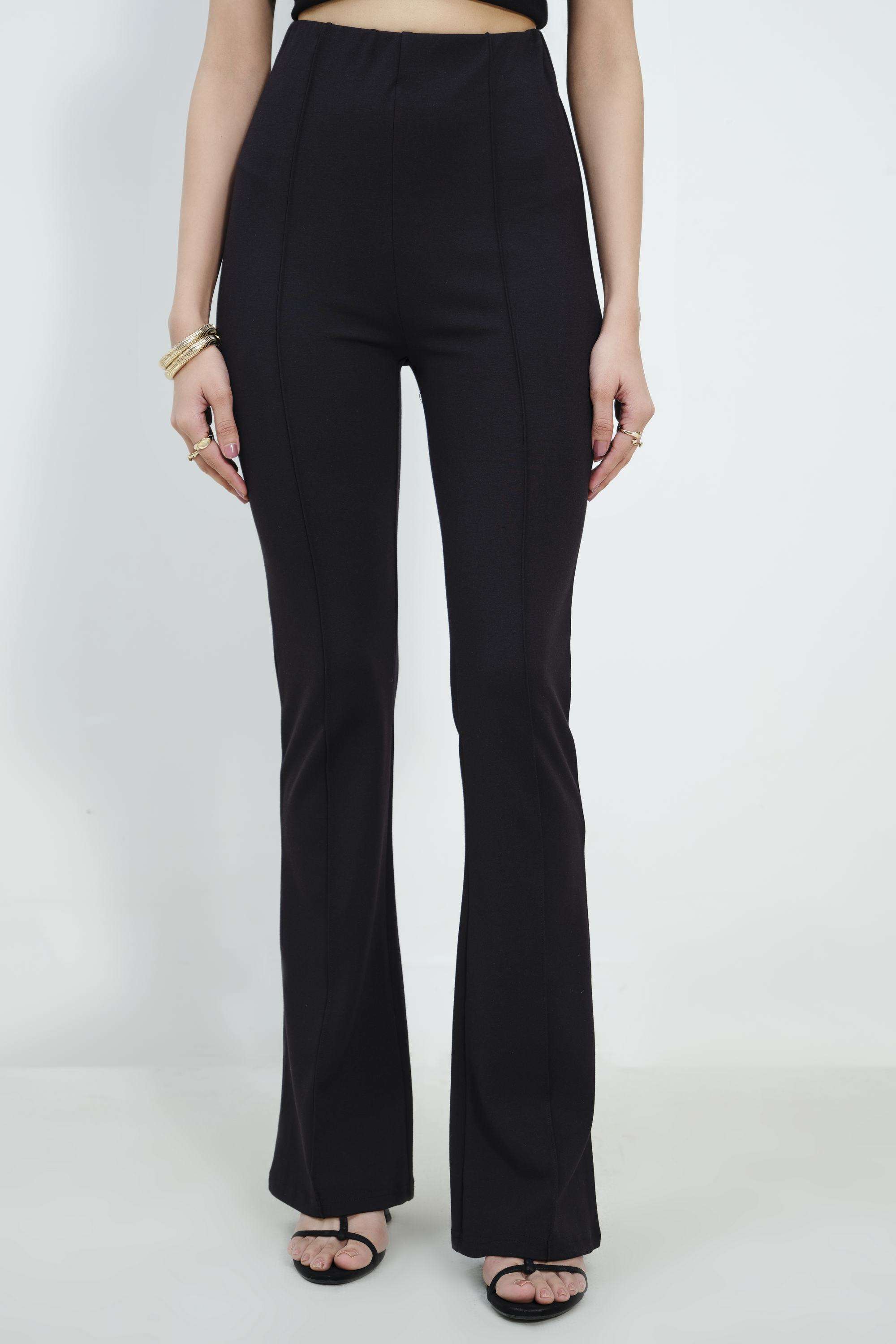 Solid-Straight-Fit-Blended-Fabric-Women-s-Festive-Wear-Trousers