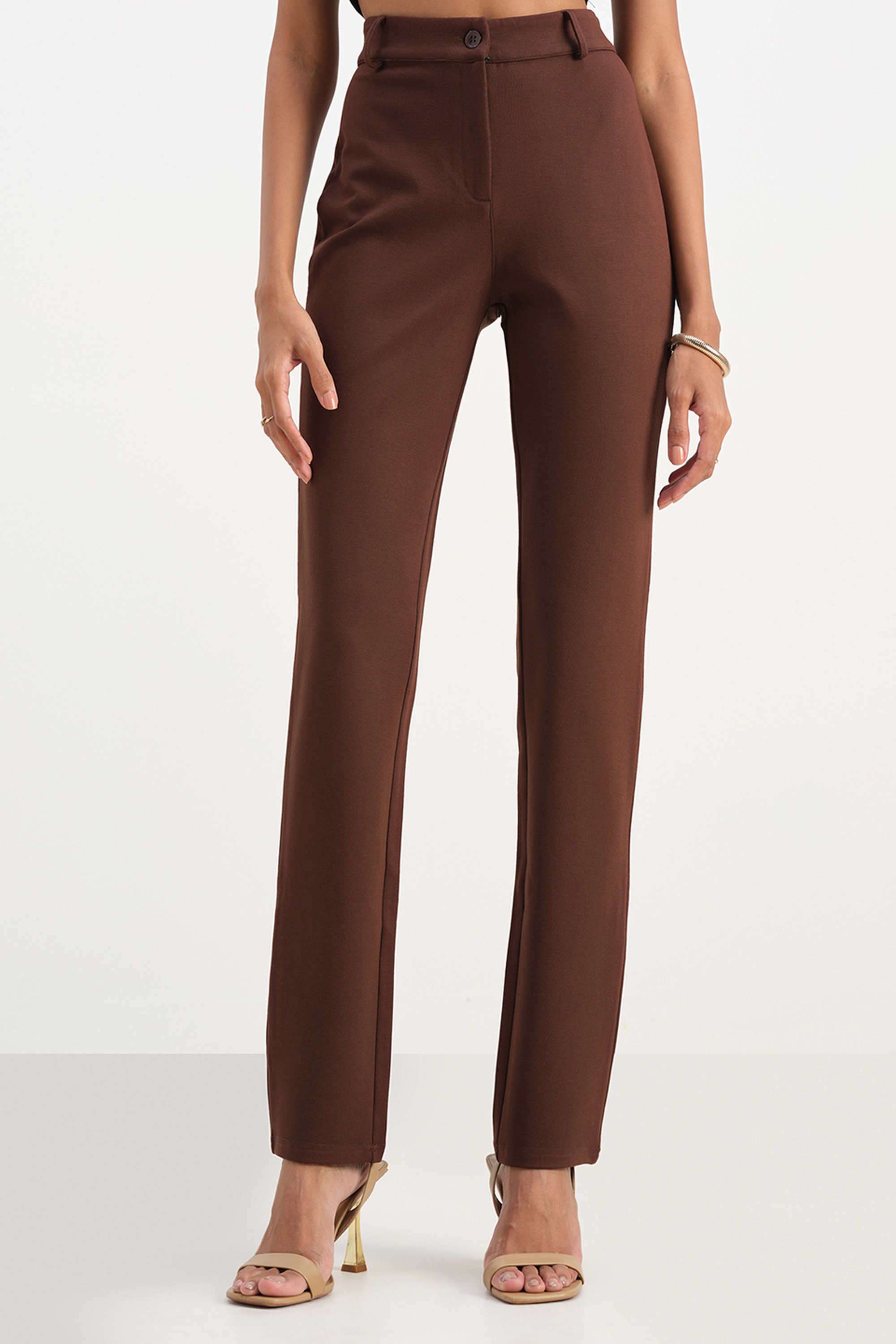 Solid-Skinny-Fit-Blended-Fabric-Women-s-Formal-Wear-Pants