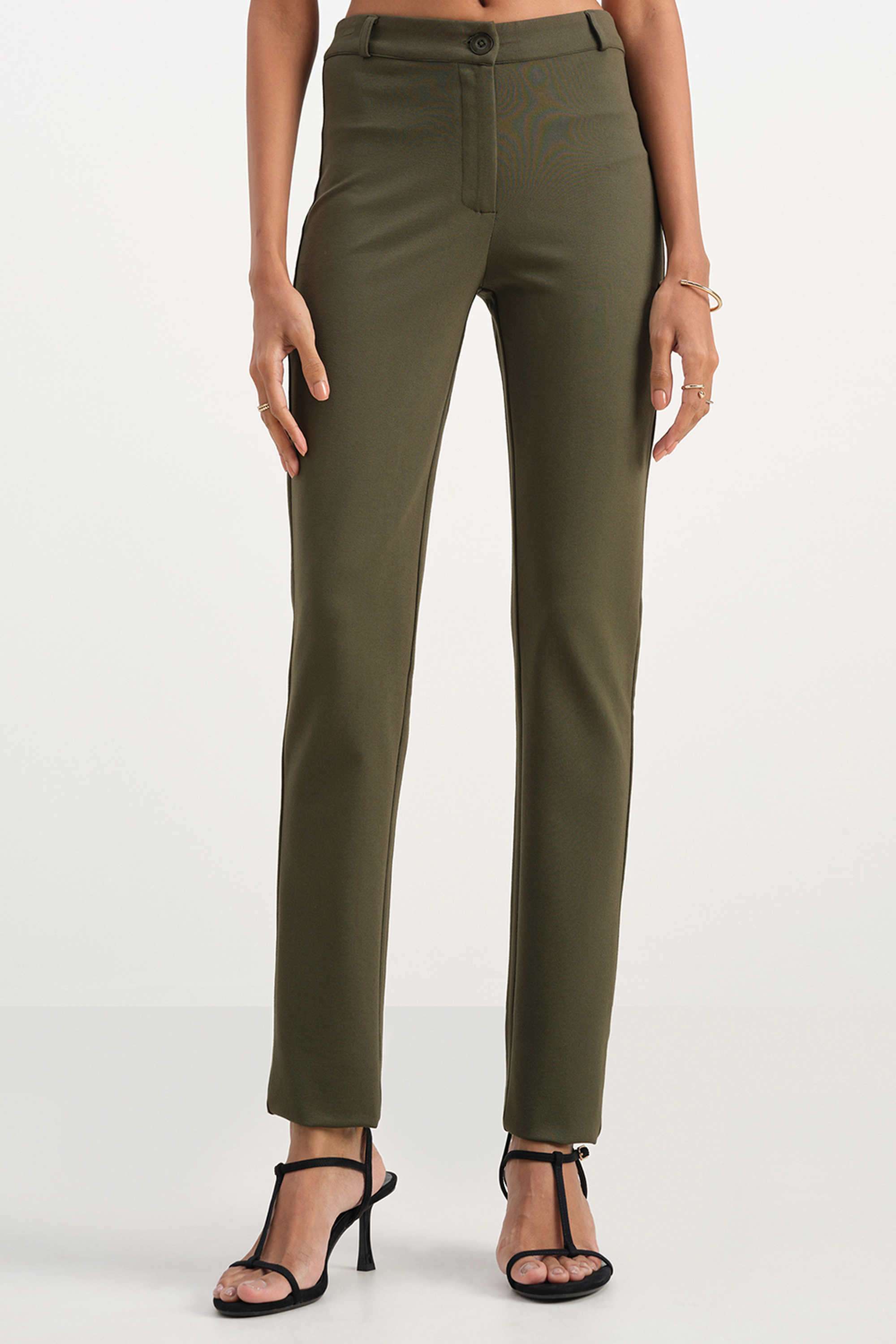 Solid-Skinny-Fit-Blended-Fabric-Women-s-Formal-Wear-Pants