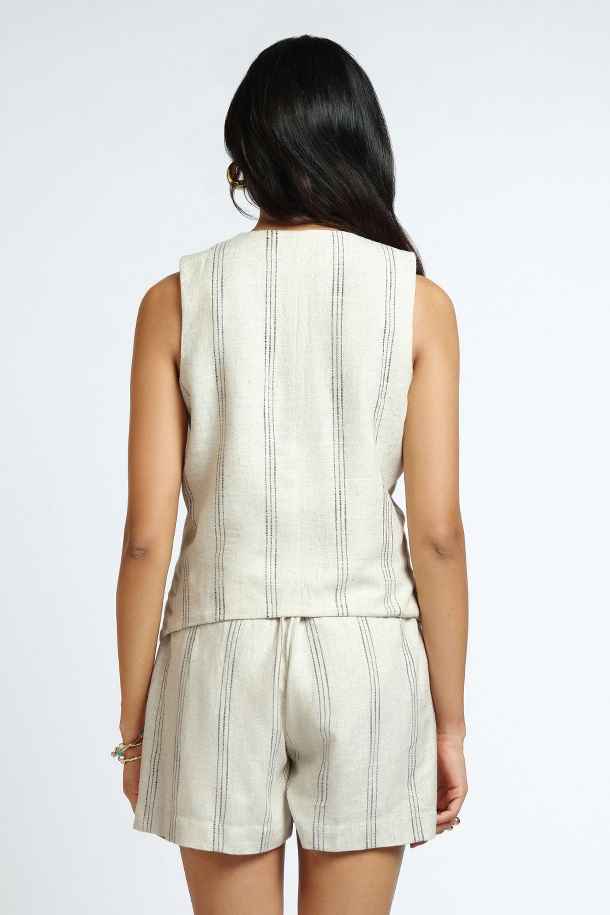 Stripes-Viscose-V-Neck-Women-s-Top