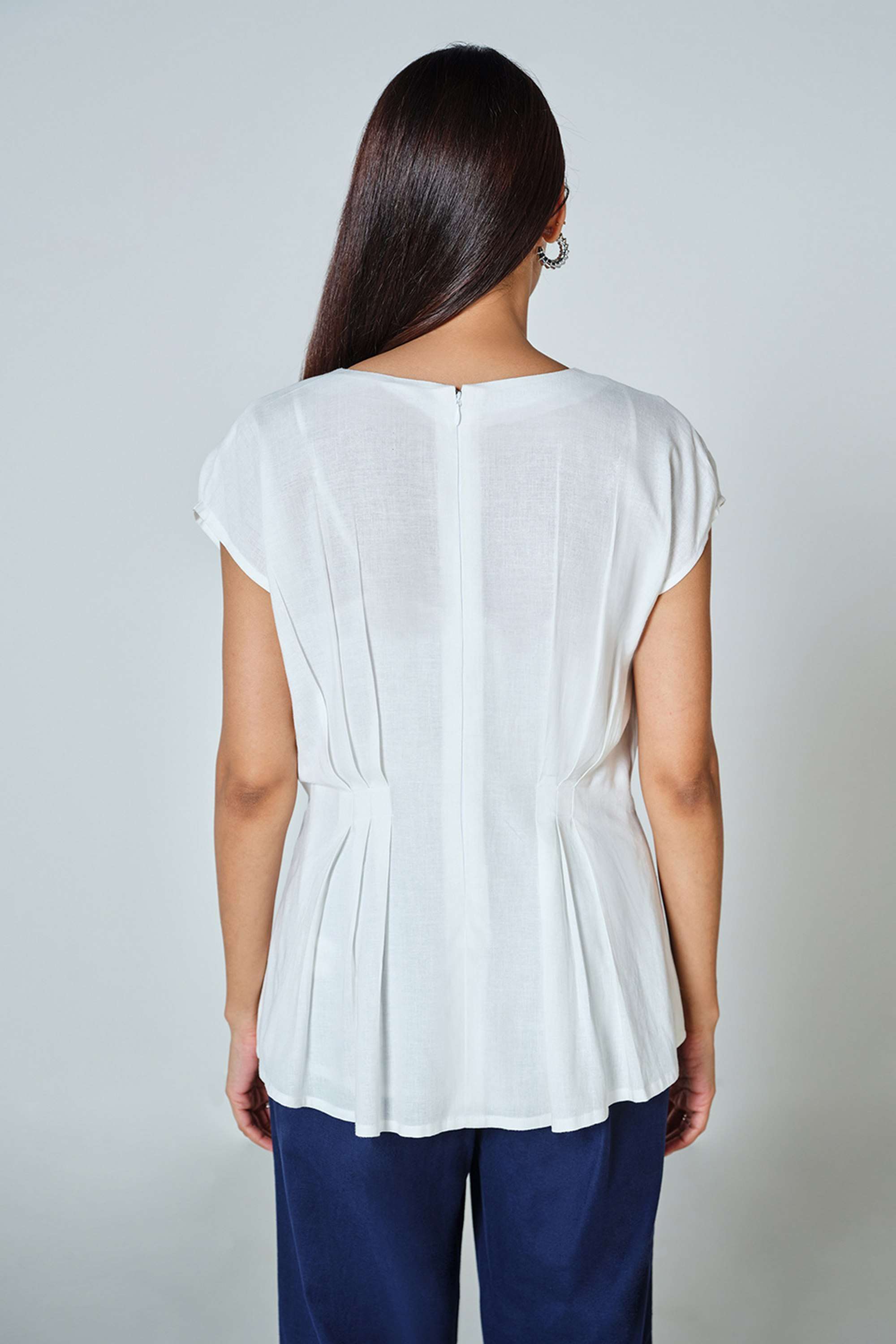 Embroidered-Lyocell-Blend-V-Neck-Women-s-Top