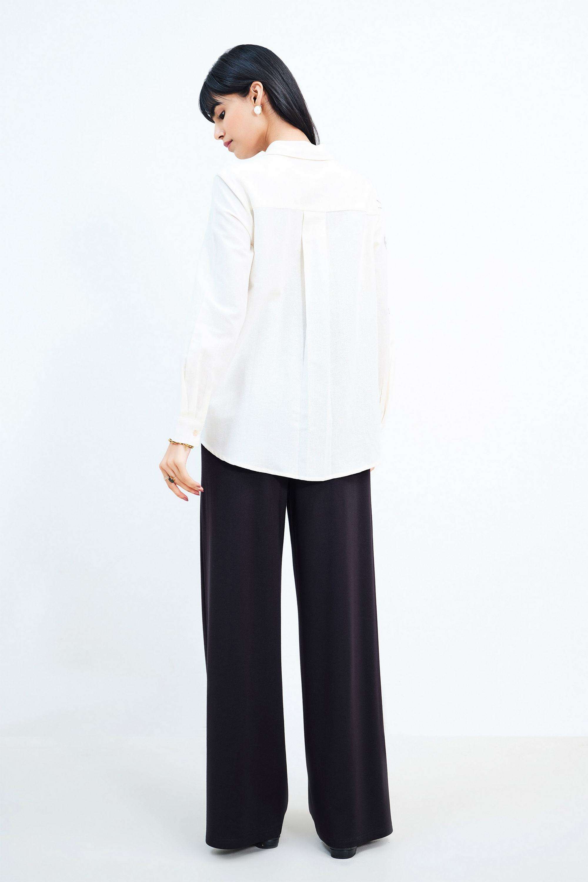 Solid-Blended-Fabric-Women-s-Shirt