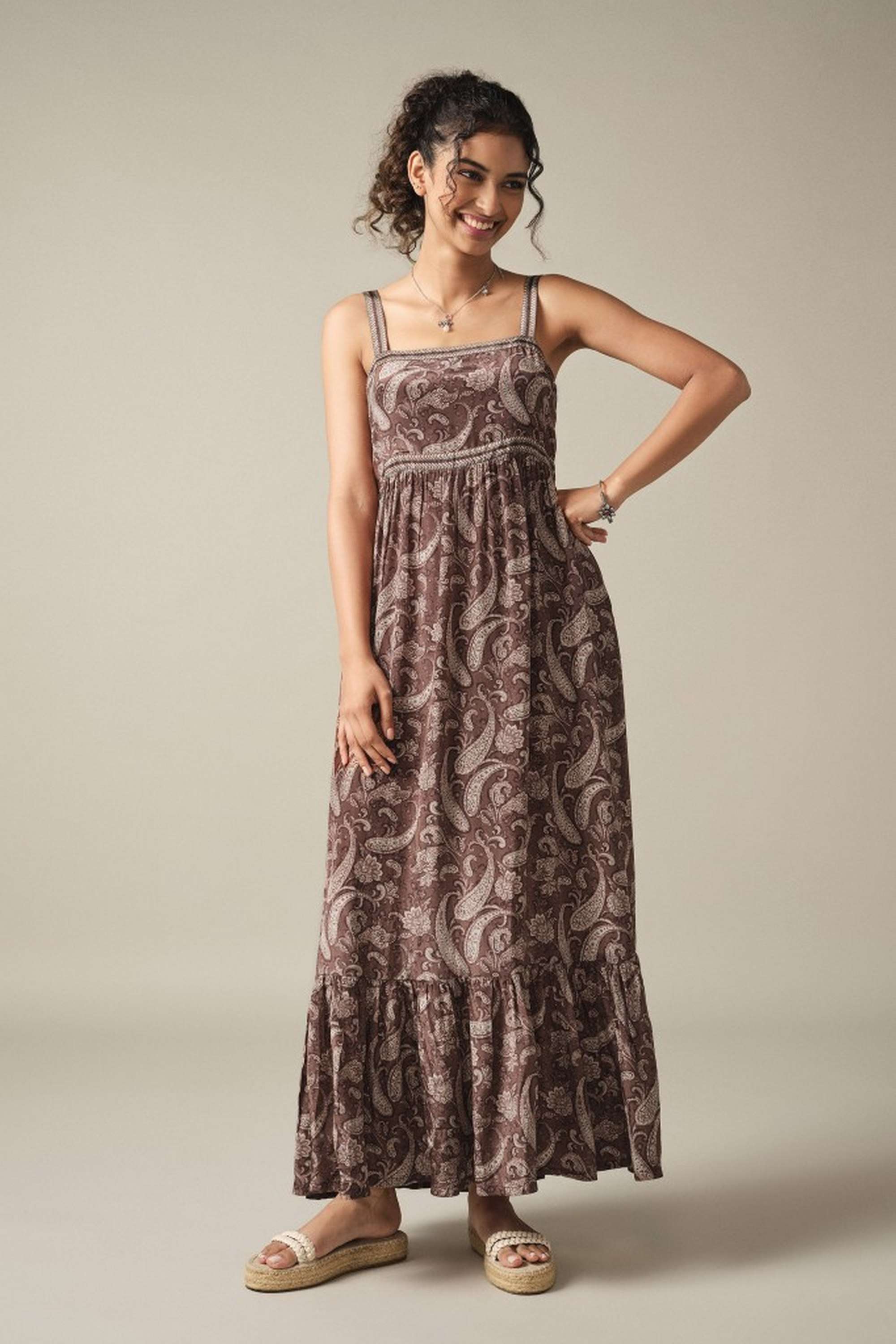 global desi Solid Cotton Square Neck Women's Midi Dress-picture-15