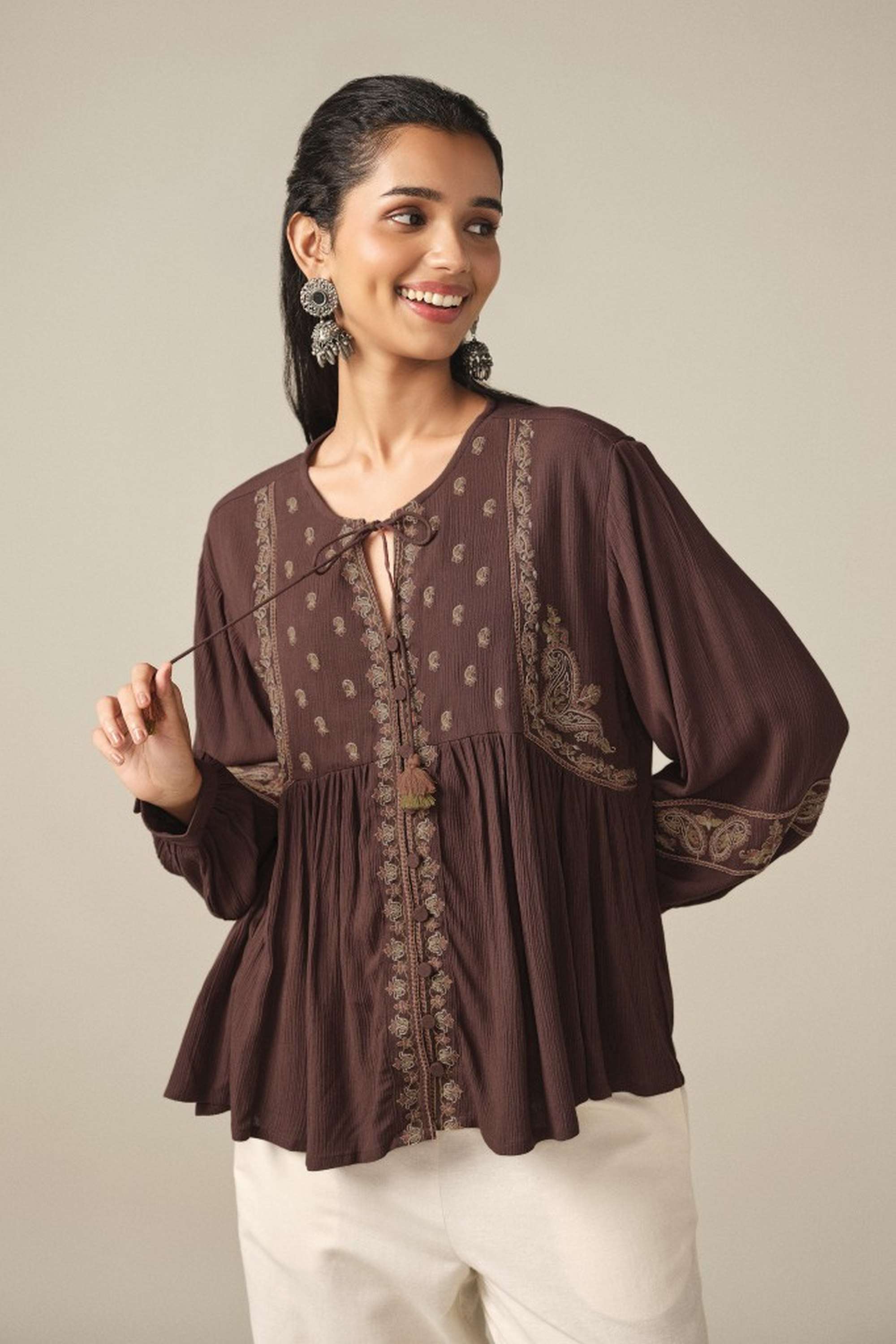 global desi Solid Viscose Round Neck Women's Top-picture-15