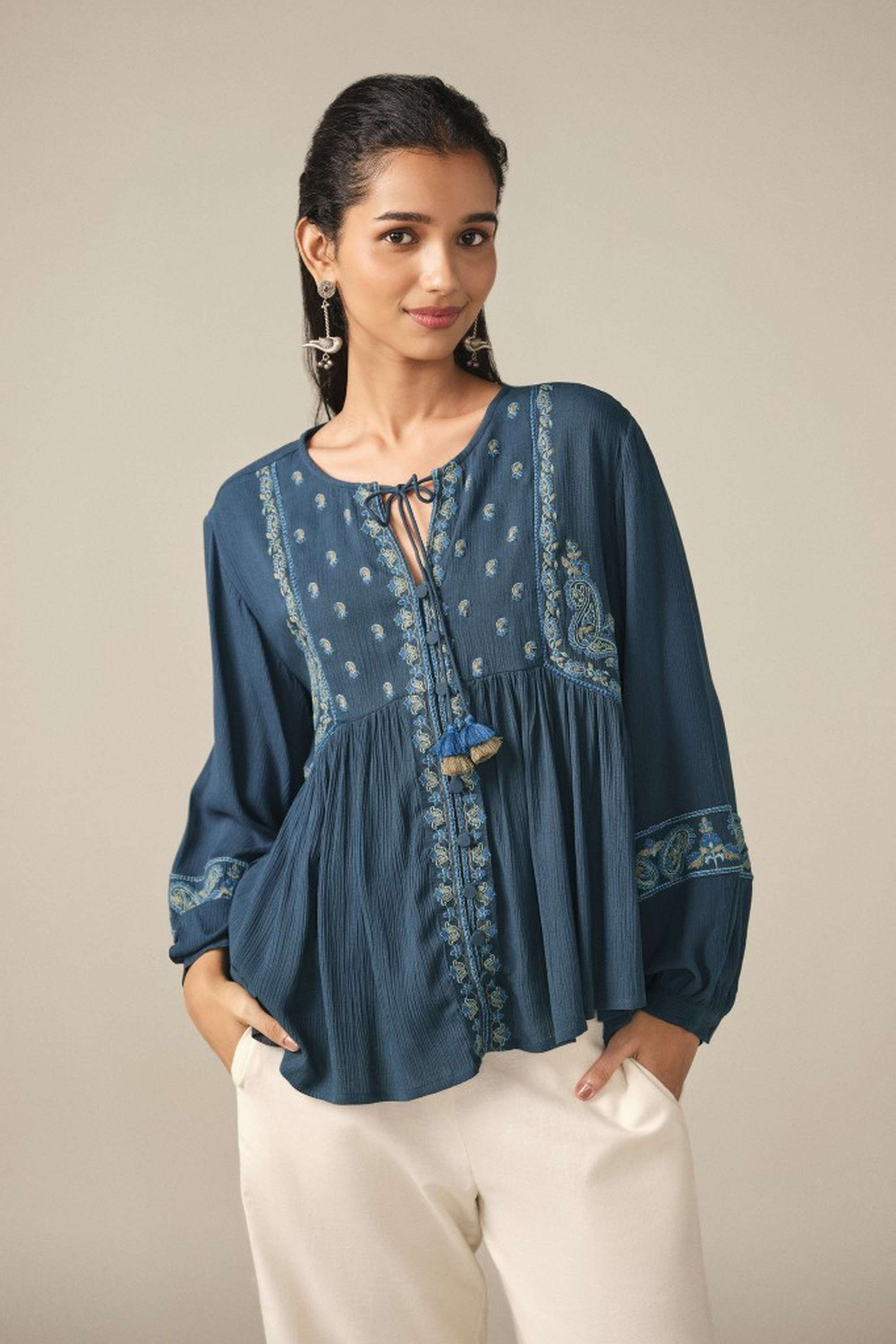 global desi Solid Viscose Round Neck Women's Top-picture-25