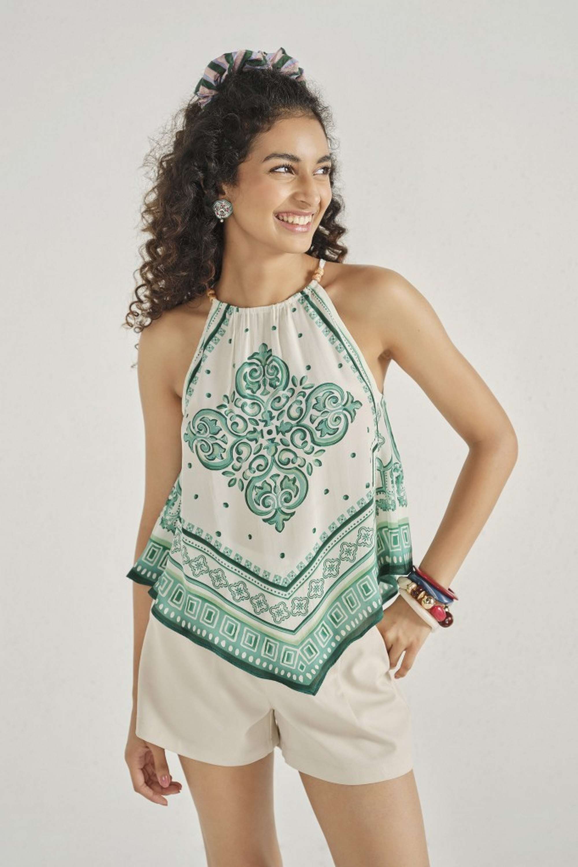 global desi Solid Viscose Halter Neck Women's Top-picture-26