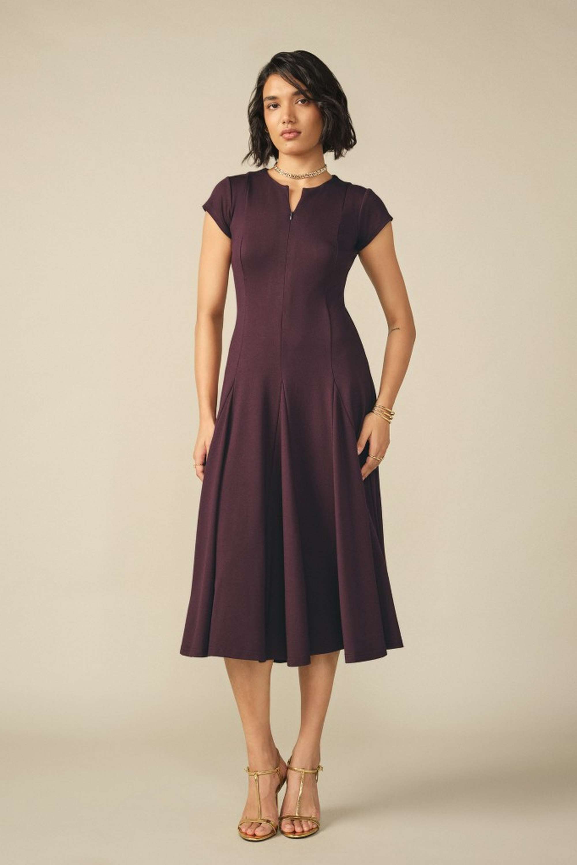 and Solid Rayon Round Neck Women's Midi Dress-picture-25