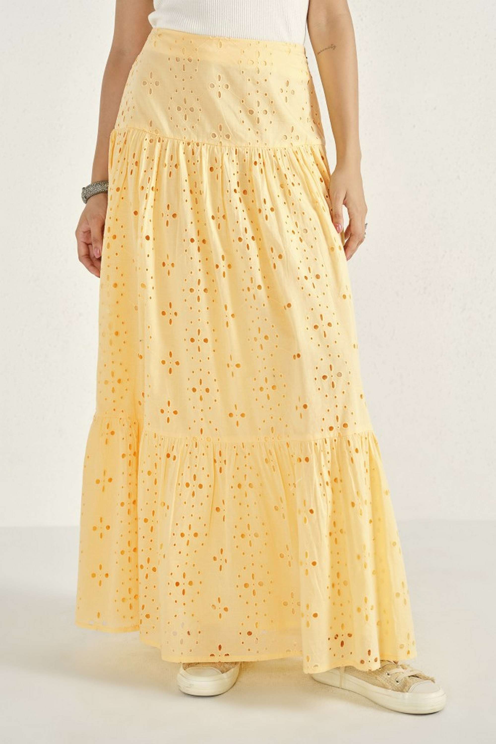 global desi Solid Cotton Relaxed Fit Women's Skirt-picture-21