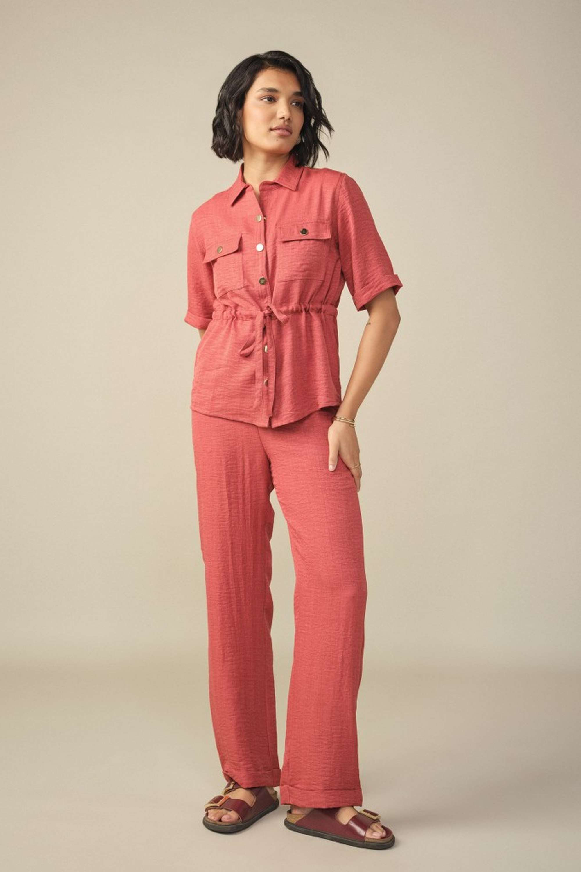 and Solid Linen Regular Fit Women's Co-Ord Set-picture-17