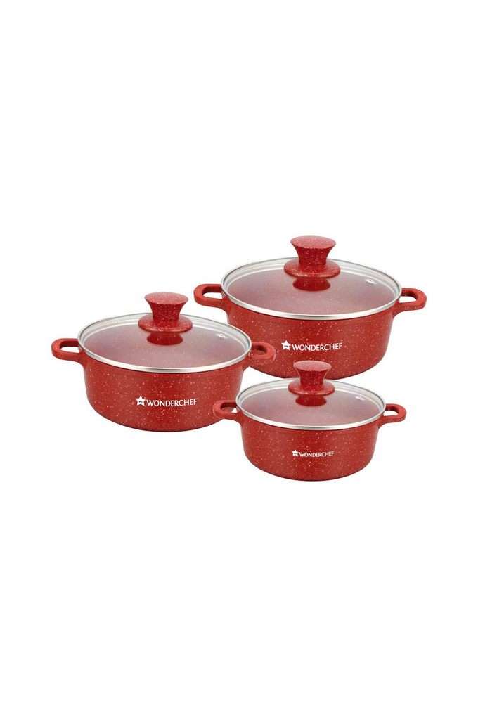 Granite-Die-cast-Aluminium-Casserole-Set---Red