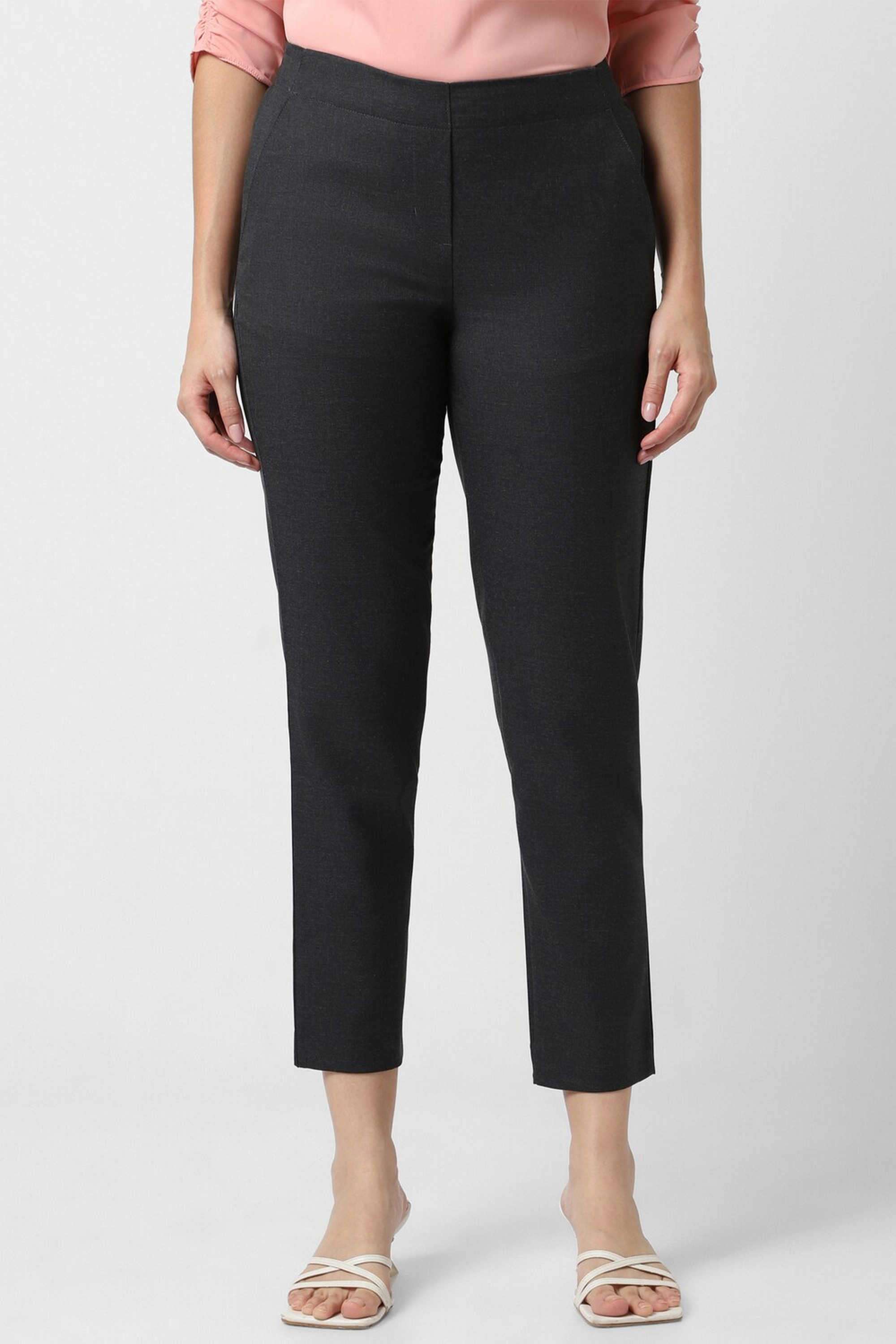 Solid-Regular-Fit-Blended-Fabric-Women-s-Casual-Wear-Trousers