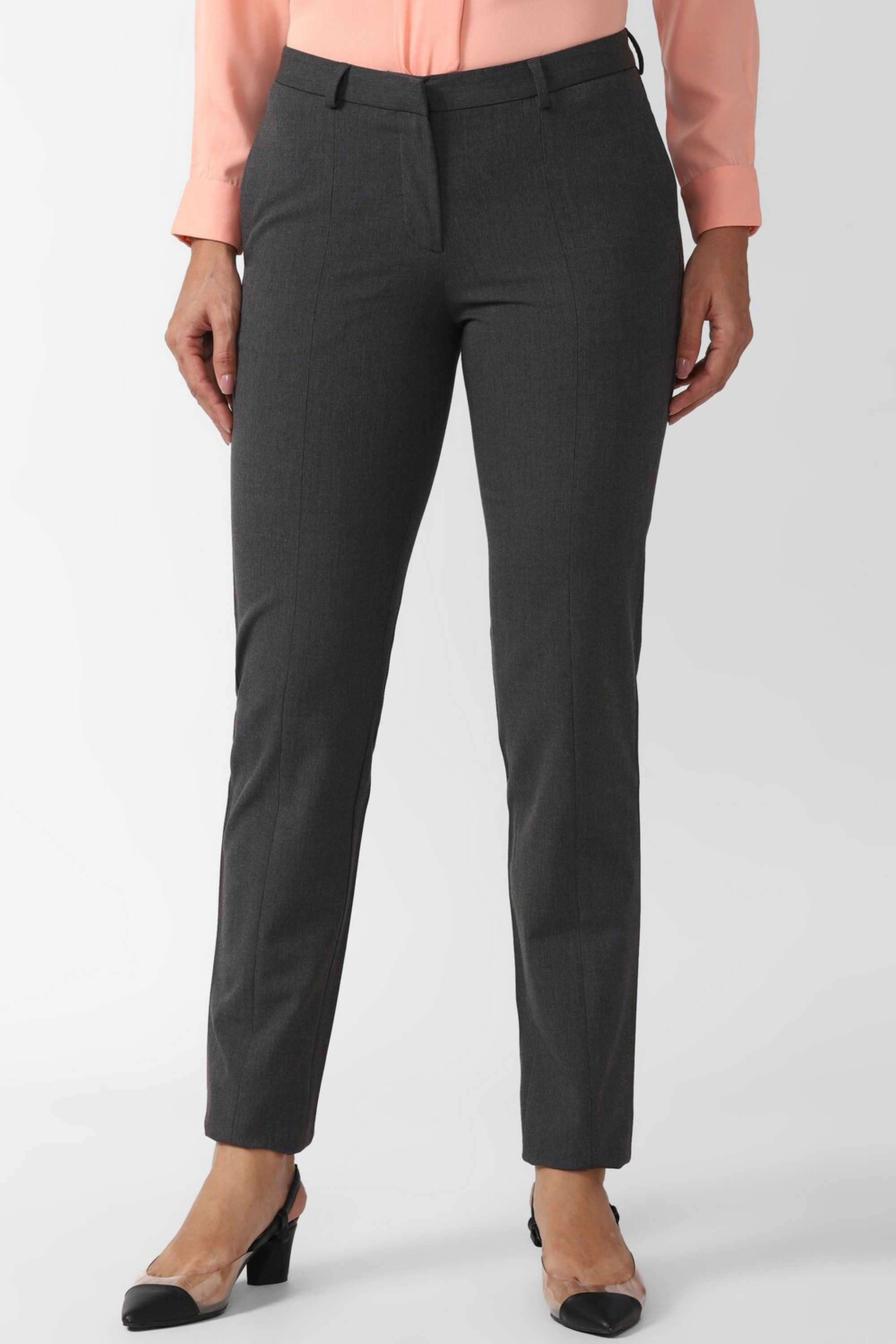 Solid-Regular-Fit-Blended-Fabric-Women-s-Casual-Wear-Trousers
