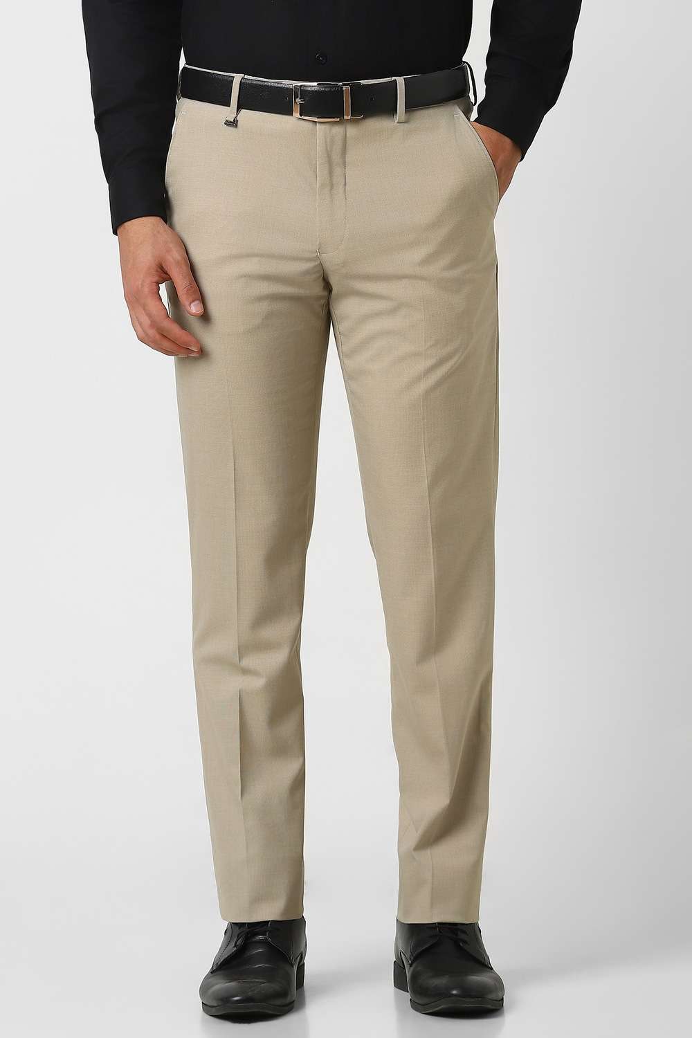 Solid-Blended-Fabric-Slim-Fit-Men-Trousers
