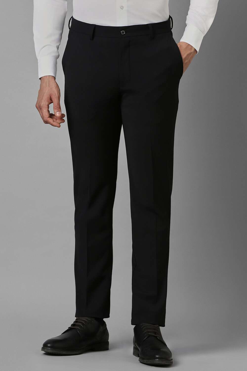 Solid-Polyester-Viscose-Slim-Fit-Men-s-Trousers