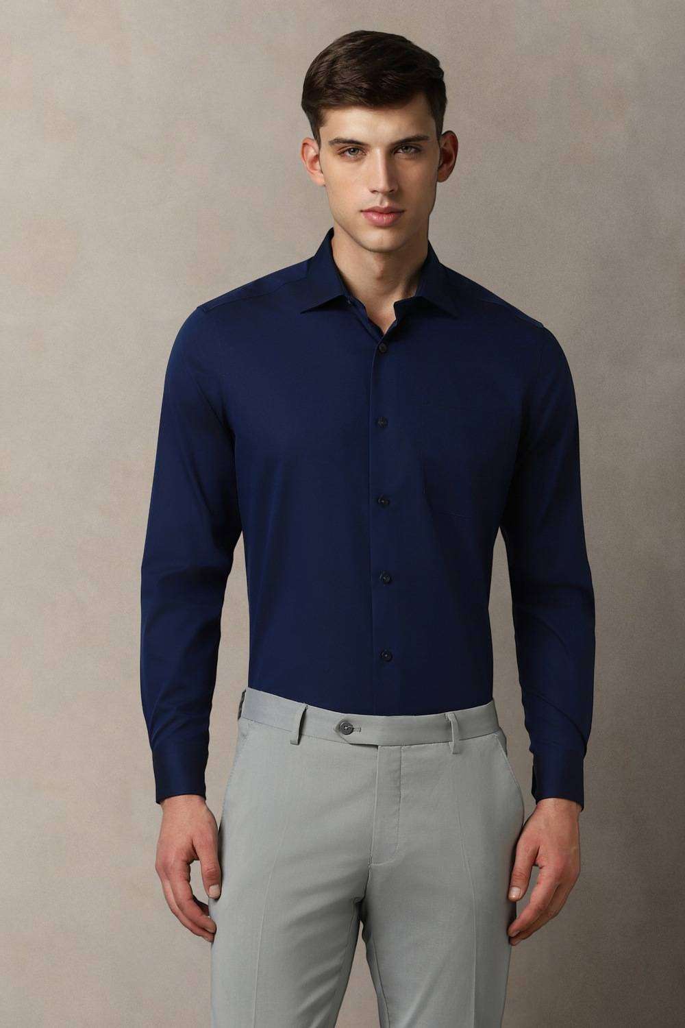 Solid-Cotton-Regular-Fit-Men-s-Shirt