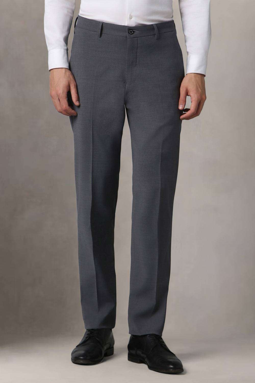 Solid-Polyester-Blend-Slim-Fit-Men-s-Trousers