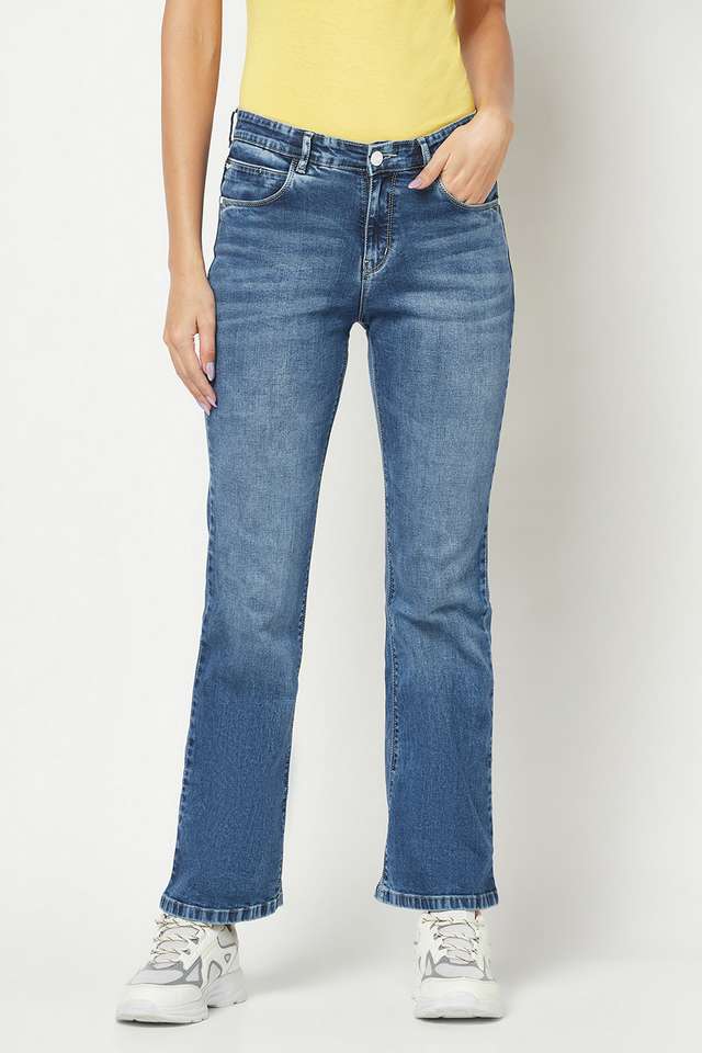 Solid Blended Bootcut Fit Women's Jeans-image-35