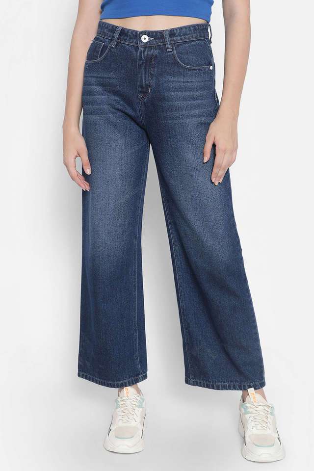 crimsoune club Dark Wash Cotton Blend Flared Fit Women's Jeans-picture-17
