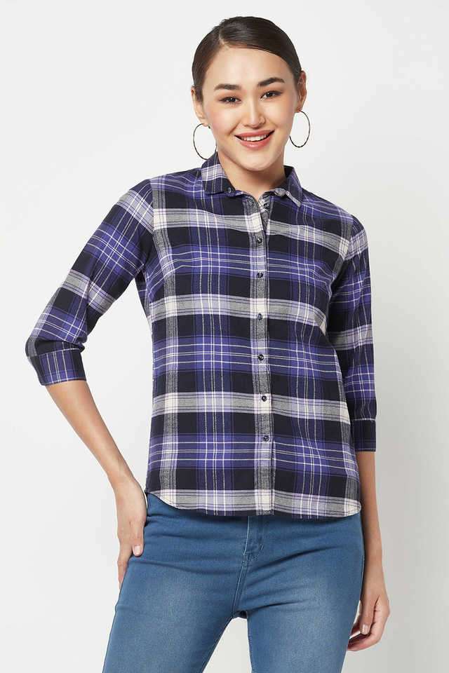 crimsoune club Checks Collar Neck Cotton Women's Casual Wear Shirt-picture-15