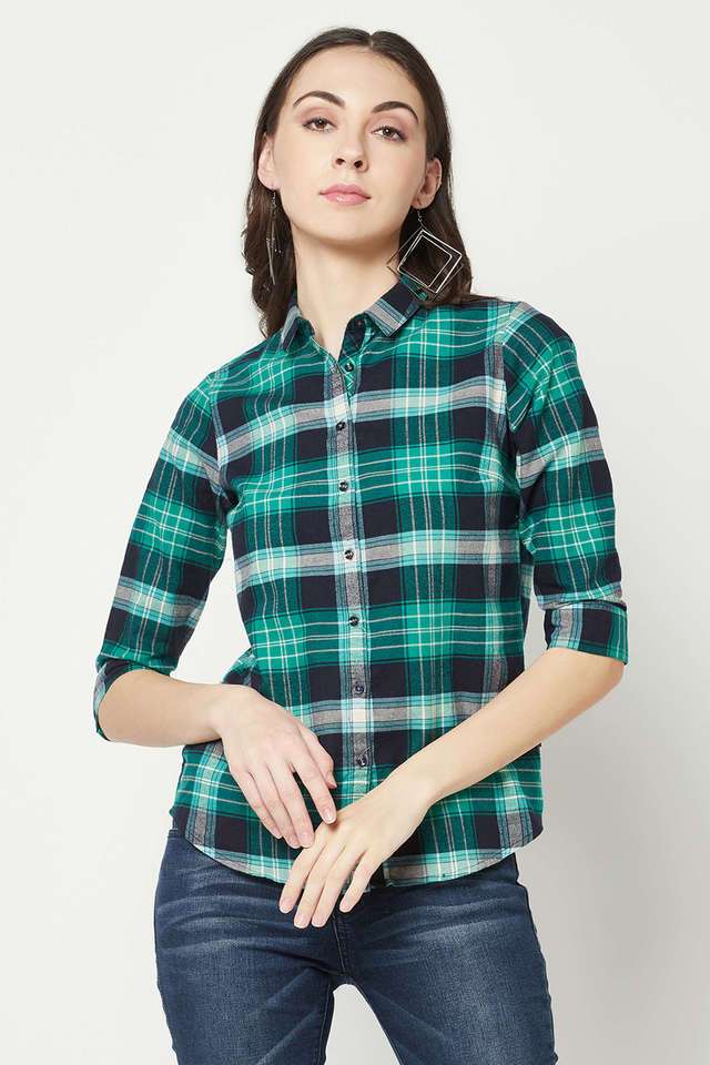 crimsoune club Checks Cotton Collared Women's Shirt-picture-35