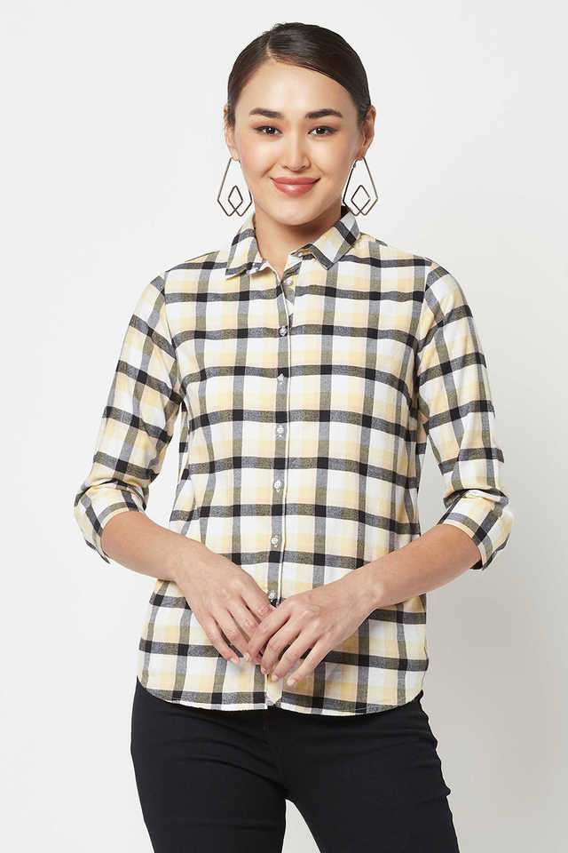 crimsoune club Checks Collared Cotton Women Casual Wear Shirt-picture-15
