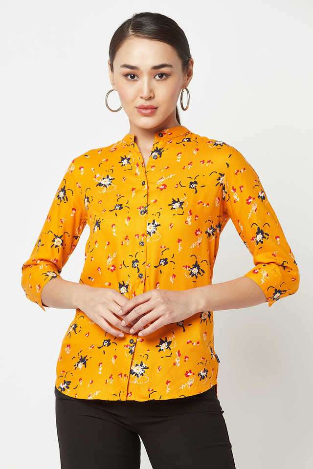 crimsoune club Printed Collared Lyocell Women Casual Wear Shirt-picture-38
