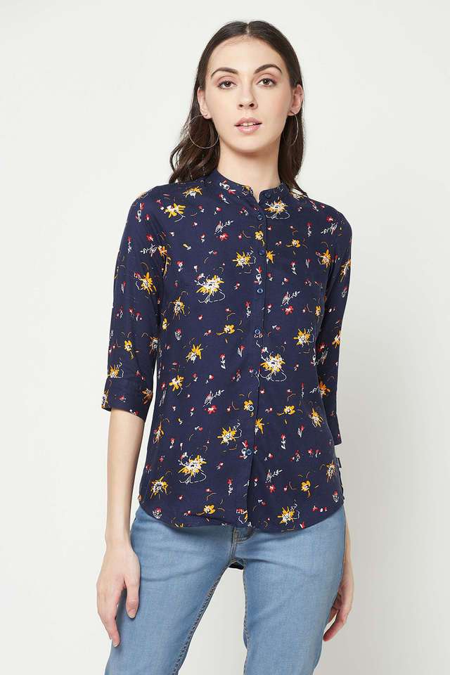 crimsoune club Printed Collared Lyocell Women Casual Wear Shirt-picture-40