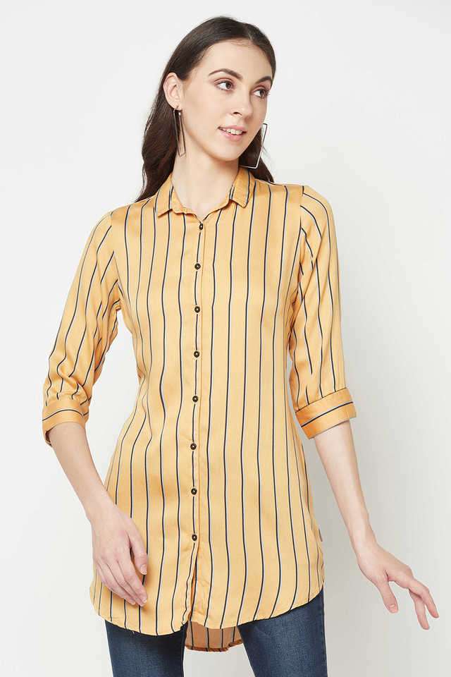 crimsoune club Stripes Collar Neck Lyocell Women's Casual Wear Shirt-picture-30