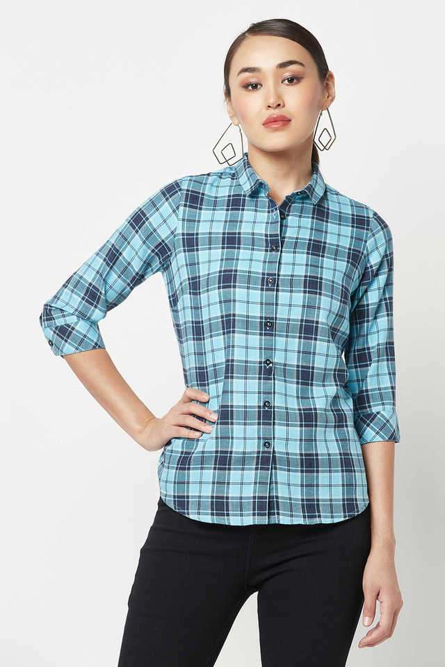 crimsoune club Checks Collared Cotton Blend Women Casual Wear Shirt-picture-16