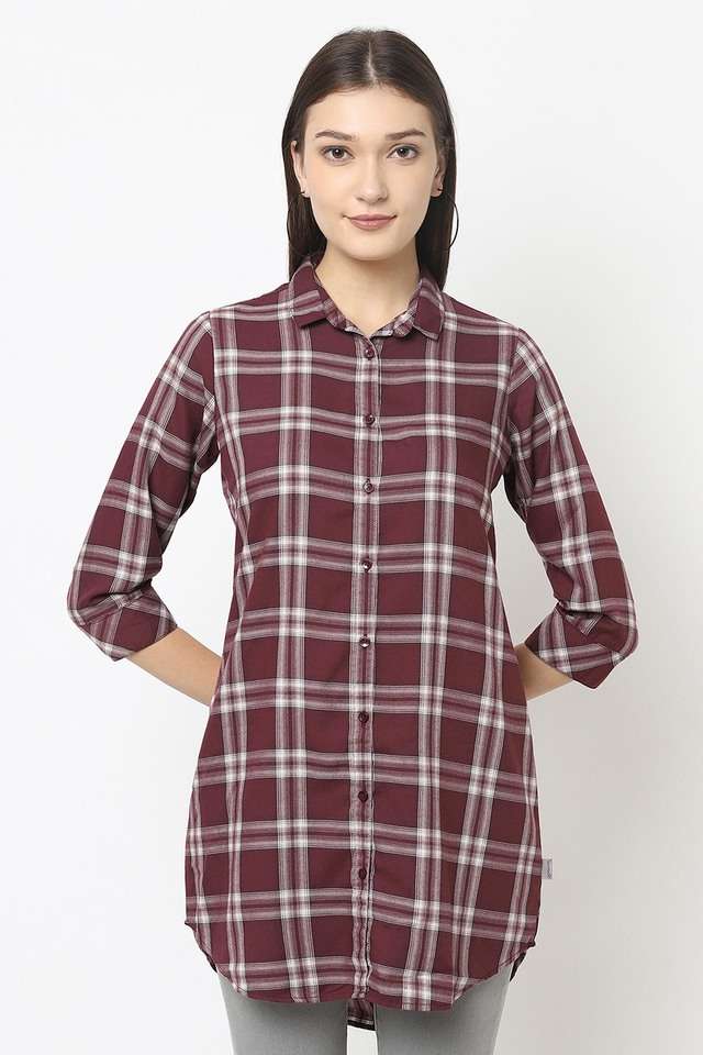 crimsoune club Checks Collared Cotton Women Casual Wear Shirt-picture-24