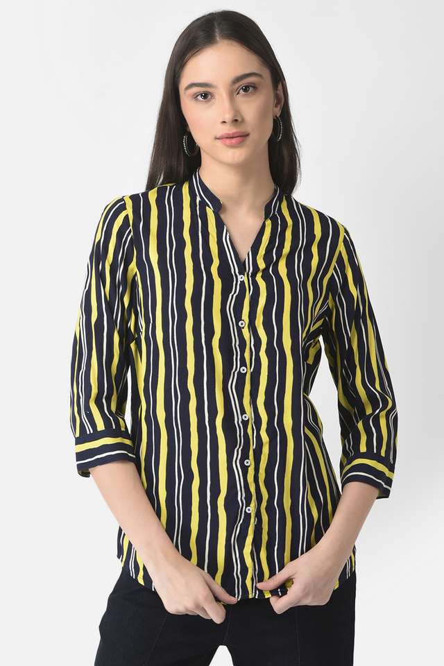 crimsoune club Stripes Collared Lyocell Women Casual Wear Shirt-picture-33