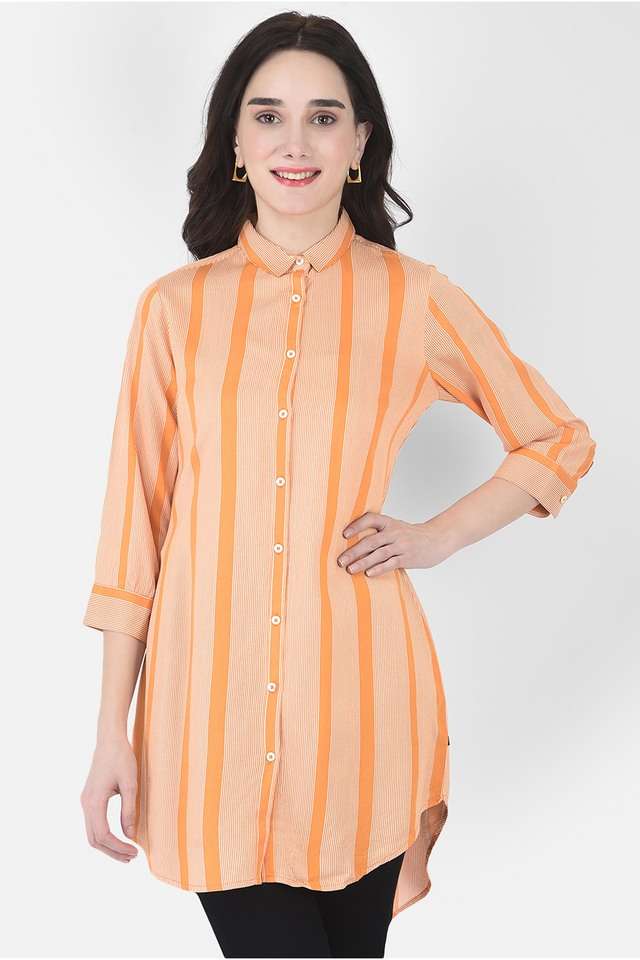 crimsoune club Stripes Lyocell Collar Neck Women's Casual Shirt-picture-29