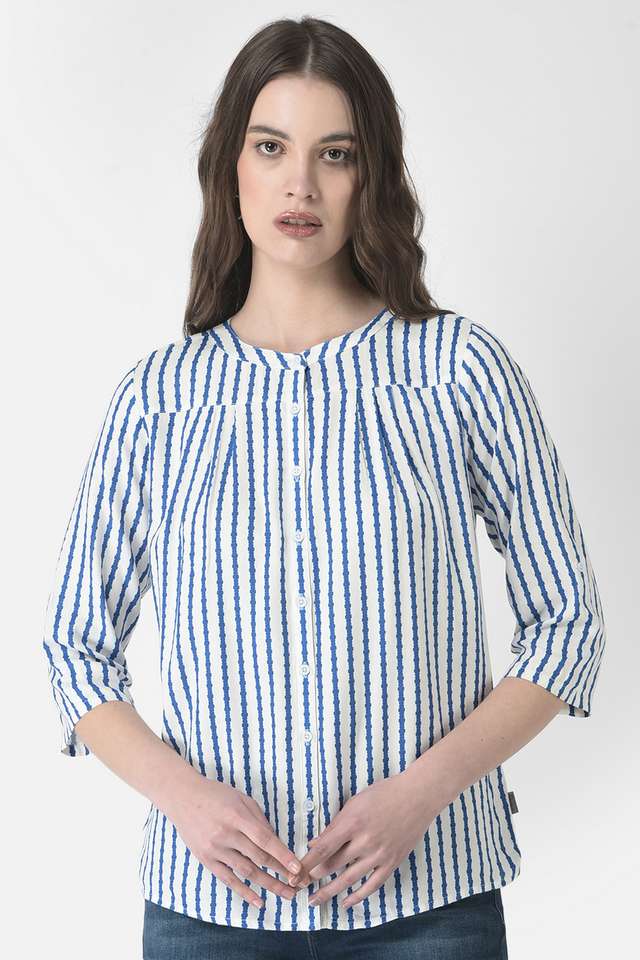 crimsoune club Stripes Round Neck Lyocell Women Shirt-picture-27