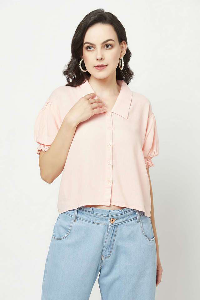 crimsoune club Solid Collared Blended Fabric Women Casual Wear Shirt-picture-15