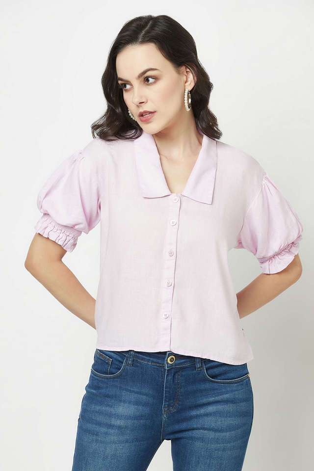 crimsoune club Solid Collared Blended Fabric Women Casual Wear Shirt-picture-13