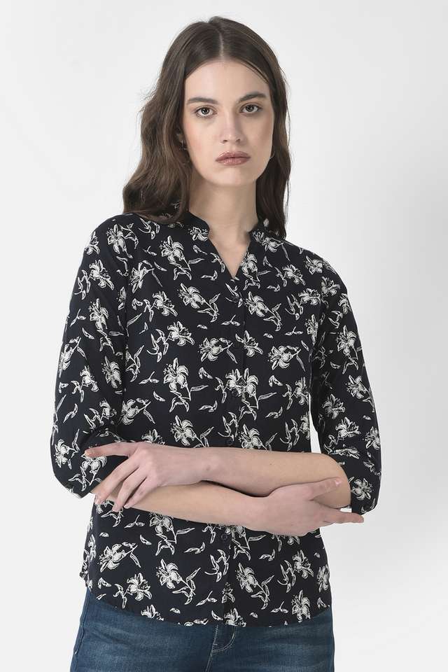 crimsoune club Printed V-Neck Blended Fabric Women Casual Wear Shirt-picture-27