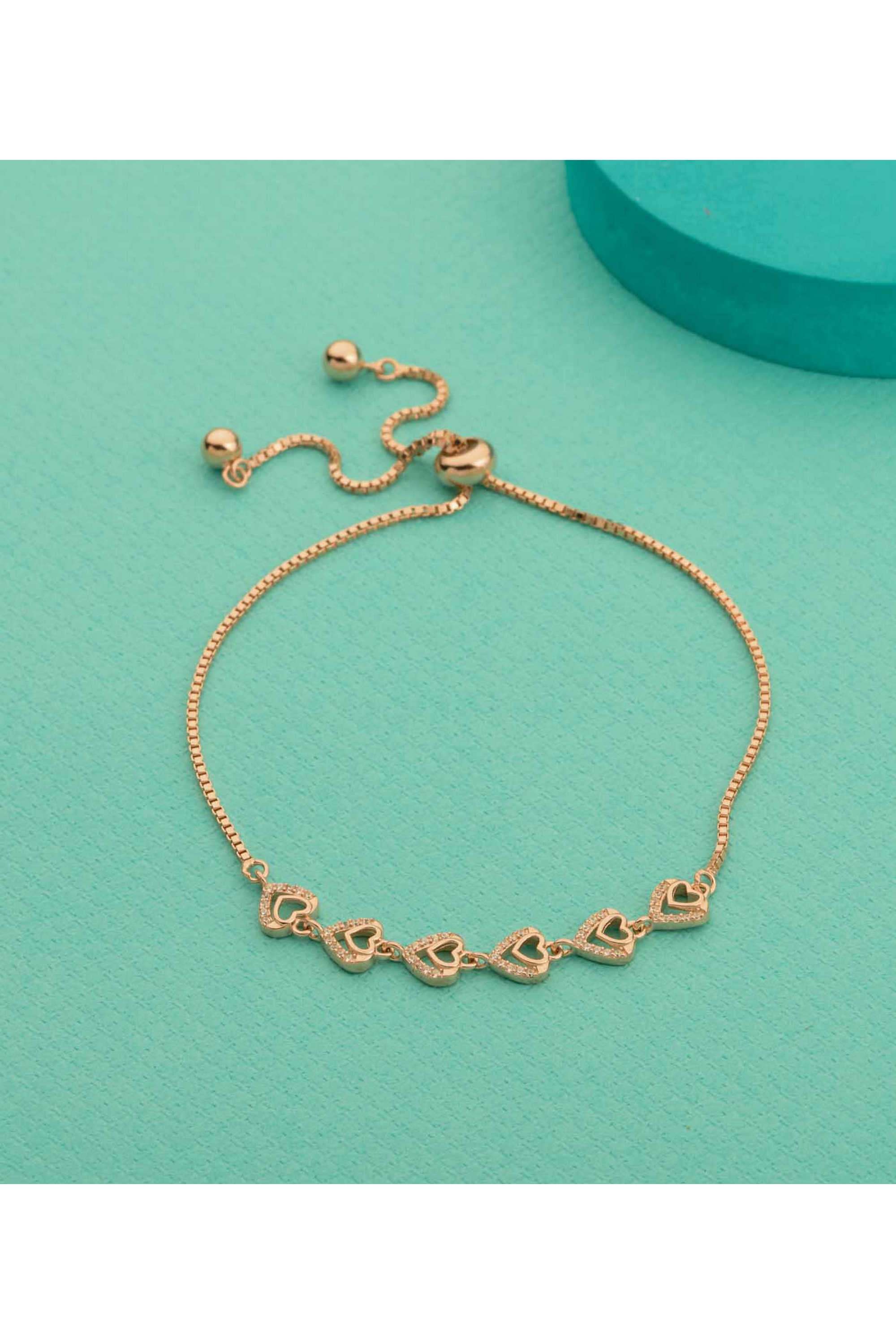 Silver-Casual-Wear-Women-Golden-Charm-Bracelet