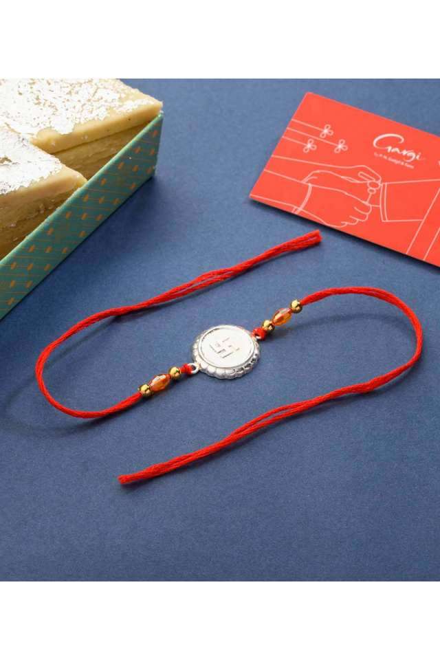 Beautiful-Silver-Rakhi---3D-Swastika-Engraved-Edition-Rakhi