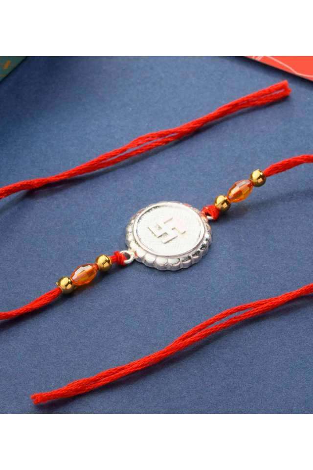 Beautiful-Silver-Rakhi---3D-Swastika-Engraved-Edition-Rakhi