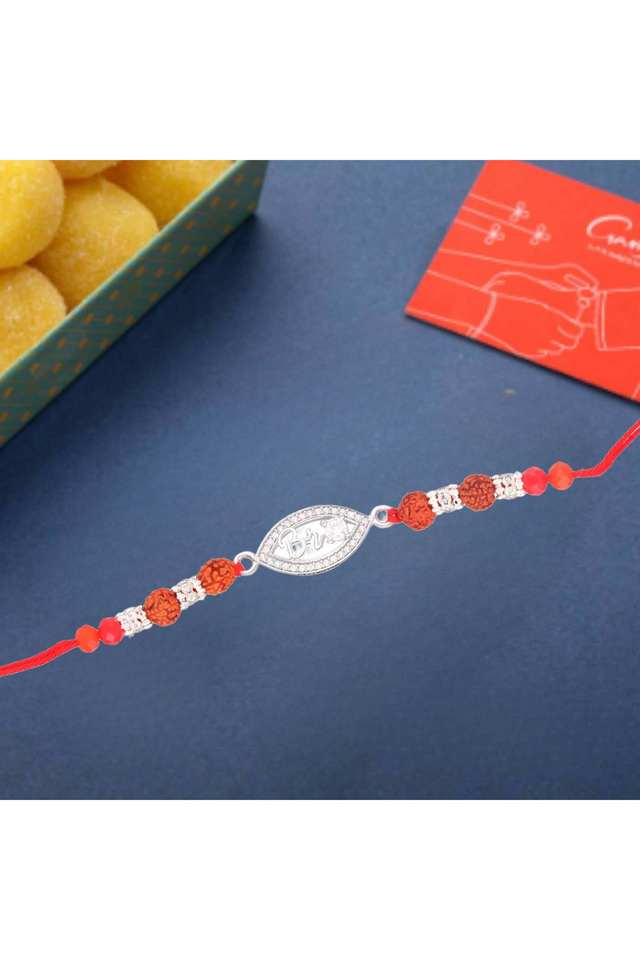 Stylish-Silver-Ethnic-Stone-Bro-Rakhi