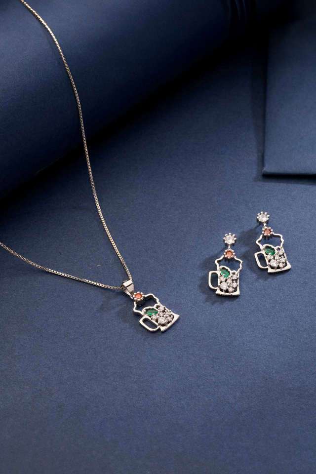 Beer-Green-Stone-Silver-Pendant-Set