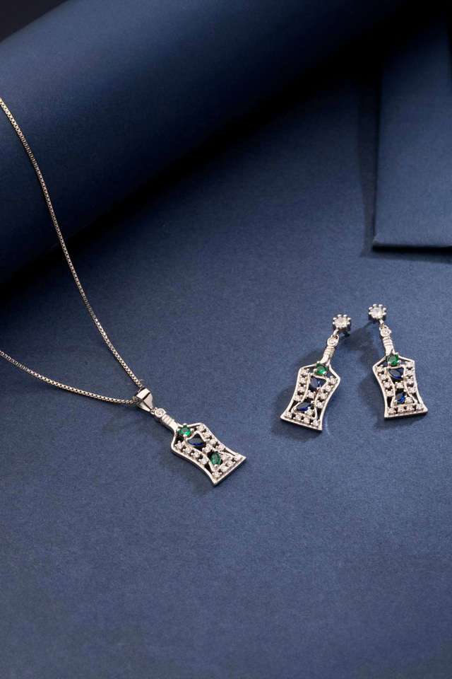 Silver-Wine---Bottle-Pendant-Set