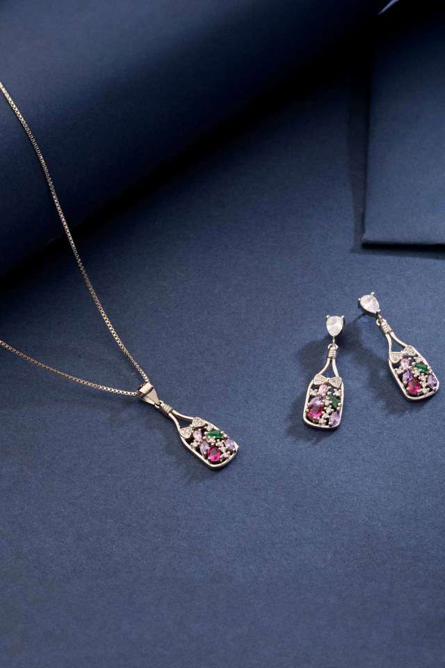 Multi-Colored-Teardrop-Pendant-Set