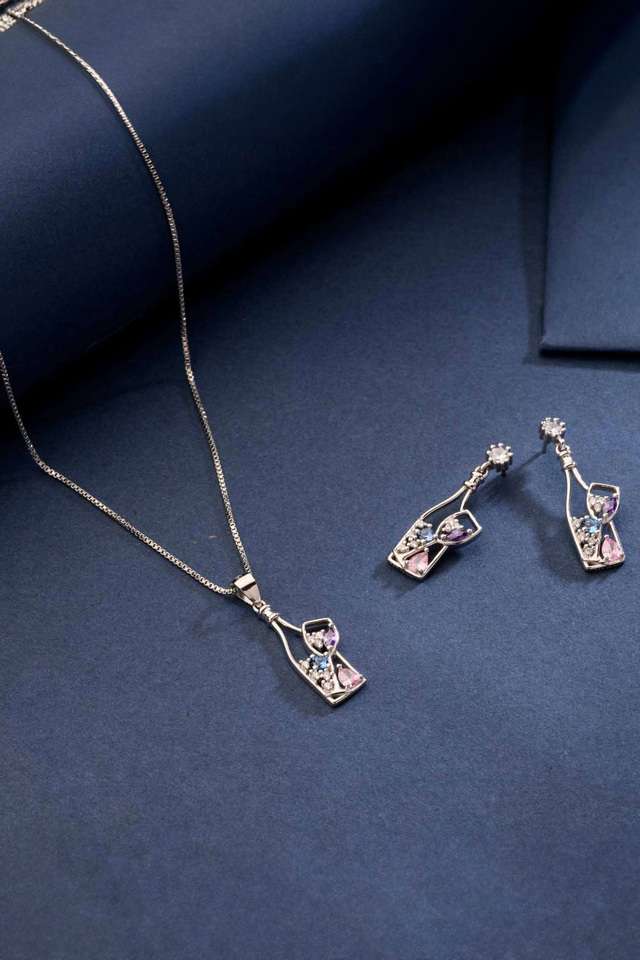 Silver-Drop-Wine-Bottle-Pendent-Set
