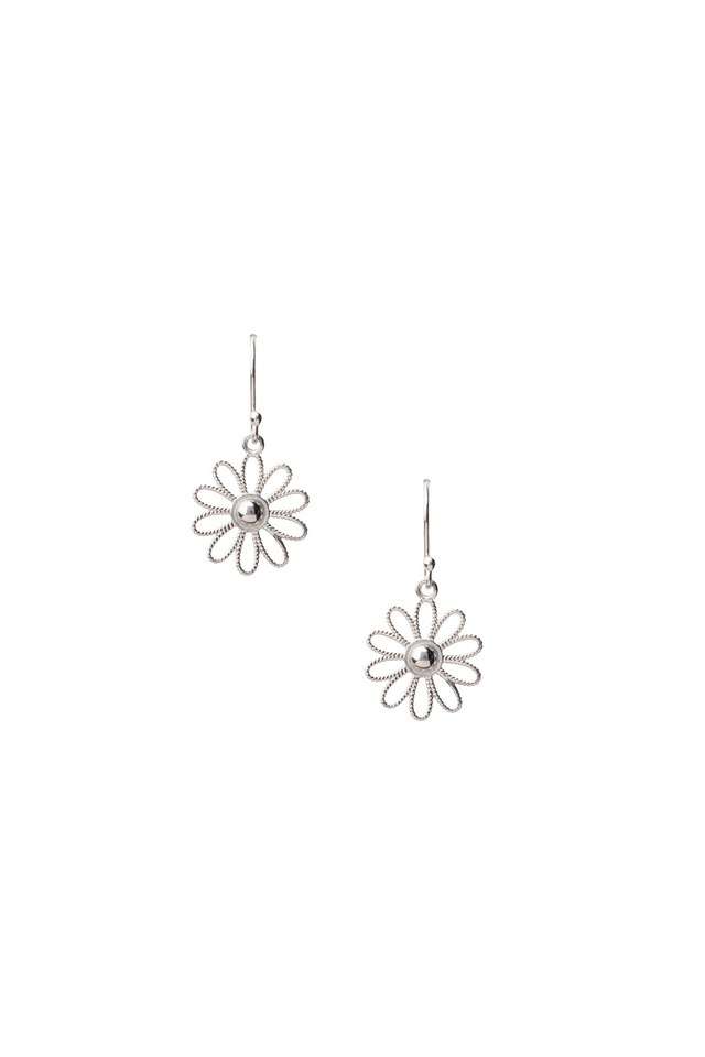 Silver-Flower-Drop-Earrings