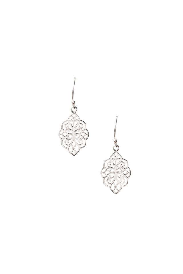 Silver-Geometric-Drop-Earrings