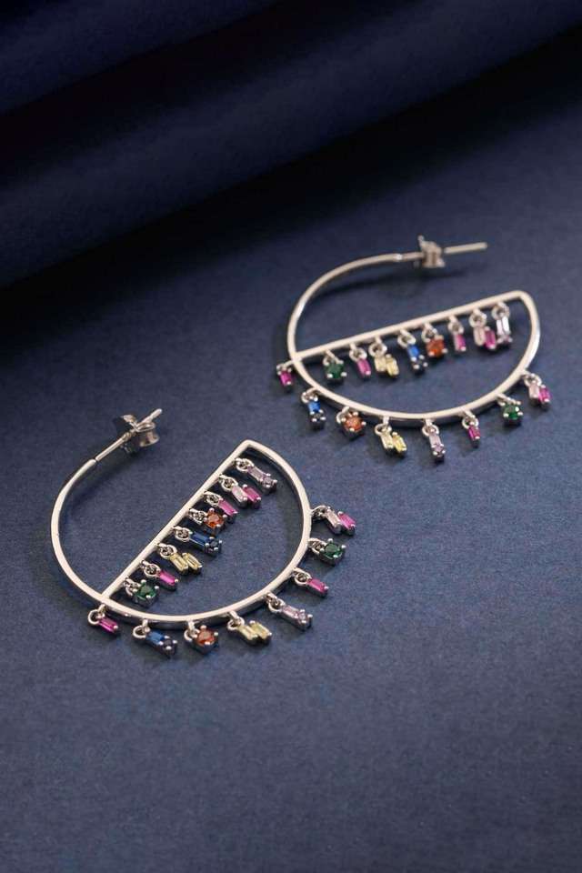 Stylish-Silver-Multicolor-Hoop-Earrings